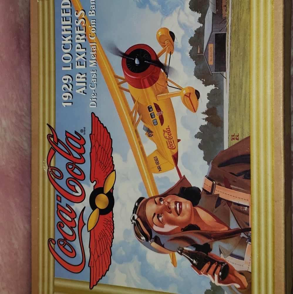 1929 Lockheed express coca cola metal airplane bank